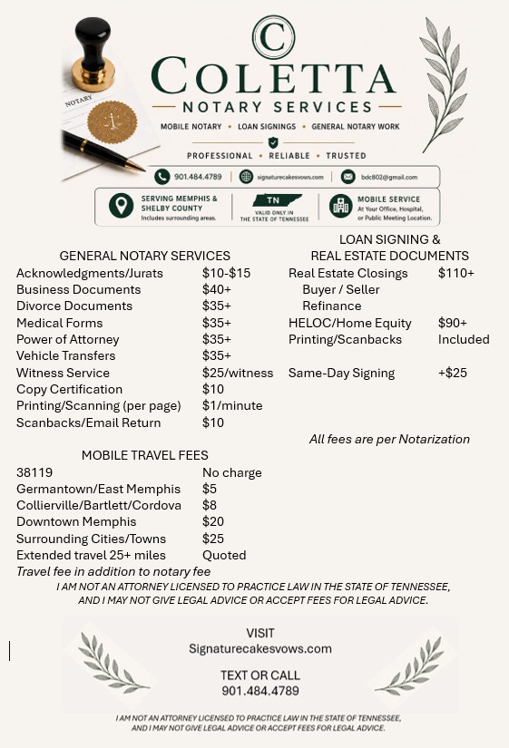 Notary Price List